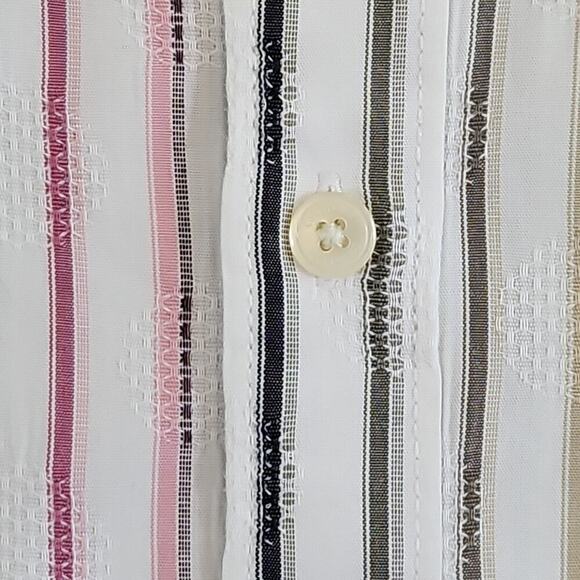 Calvin Klein Shirt Men's XXL Striped Textured Long Sleeve Y2K Boho Modern Fit - Picture 2 of 14